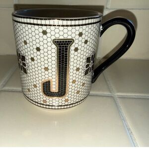 Monogrammed Black and White Mug